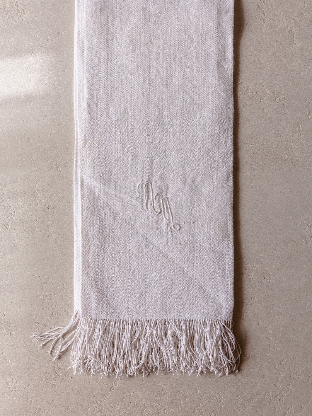 Serviette en coton italien des années 1940 brodée