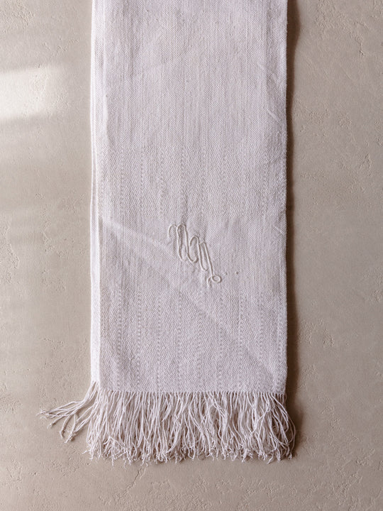 Serviette en coton italien des années 1940 brodée