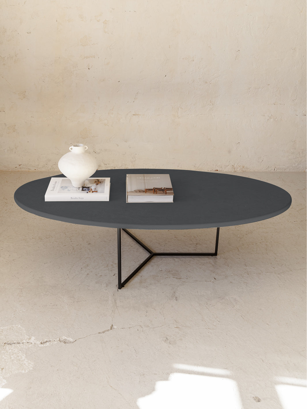 Oval argillite coffee table