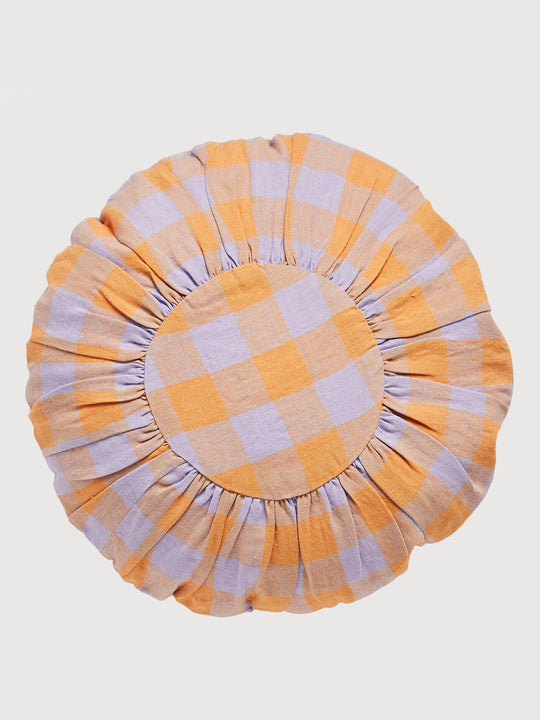 Round embroidered cushion Leinikki Apricot