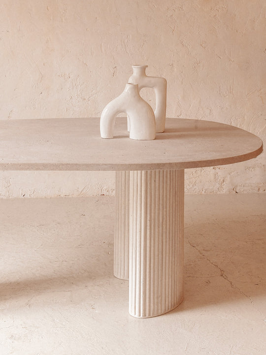 Travertine marble organic table 230x103cm