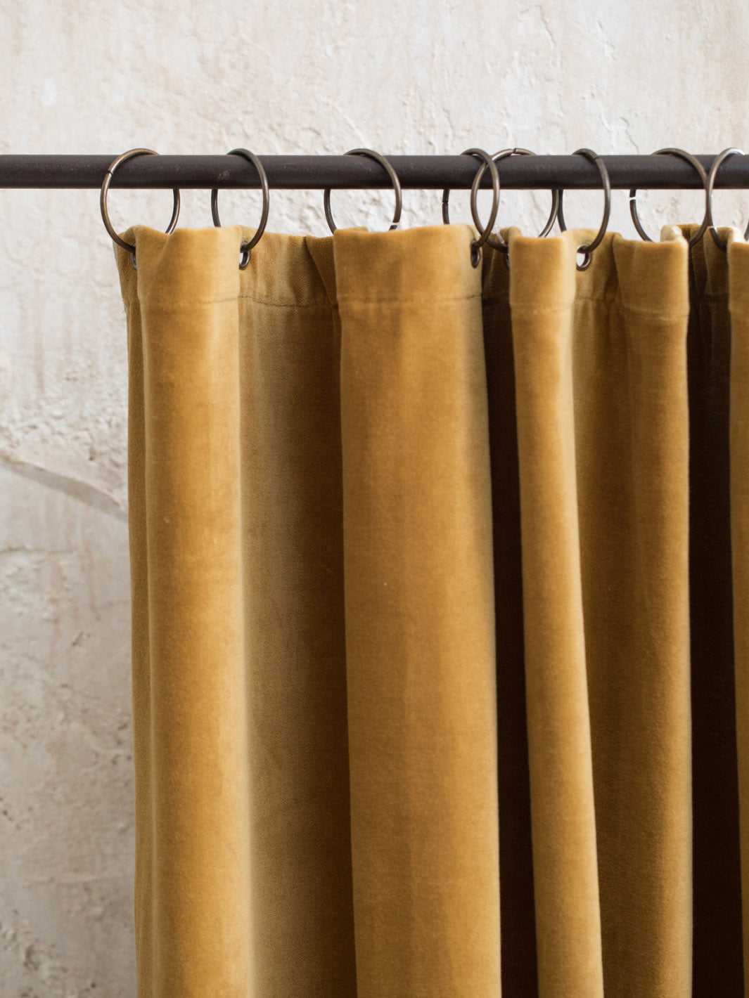 Boho curtain velvet fringes gold 140x300cm