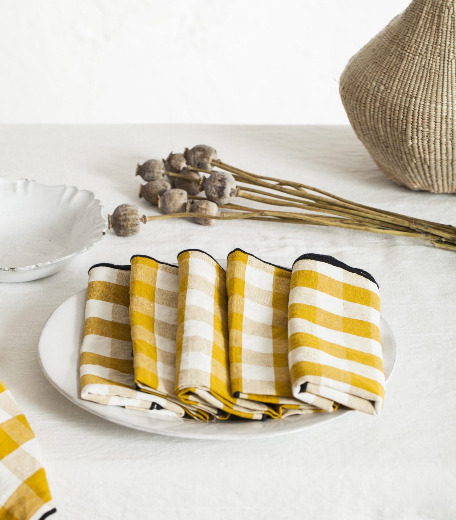 Servilleta vichy ocre Maison de Vacances 45x45cm