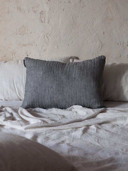 Coussin en lin Gaufré Steel Dark